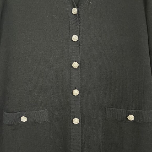 St. John Black Basics Crystal Buttons Knit Cardigan Size 12 Black - Picture 4 of 8